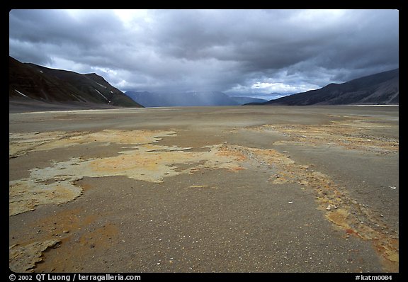 Colorful slabs in the ash-covered floor of the Valley of Ten Thousand smokes. Katmai National Park, Alaska, USA.