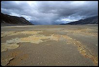 Colorful slabs in the ash-covered floor of the Valley of Ten Thousand smokes. Katmai National Park, Alaska, USA.