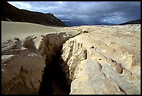 Deep gorge carved by the Lethe river in the ash-covered floor of the Valley of Ten Thousand smokes. Katmai National Park, Alaska, USA.