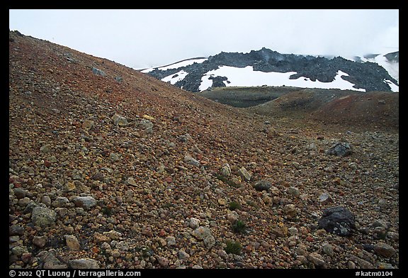 Pumice and Novarupta (the center of the 1912 eruption), Valley of Ten Thousand smokes. Katmai National Park (color)