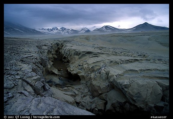 Lethe river gorge and volcanic peaks, Valley of Ten Thousand smokes. Katmai National Park (color)