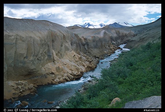 The Lethe river carved a deep gorge into the ash of the Valley of Ten Thousand smokes. Katmai National Park, Alaska, USA.