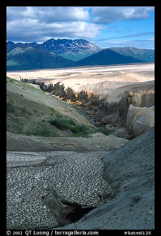 Snowfield and Lethe river, Valley of Ten Thousand smokes. Katmai National Park (color)