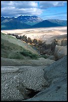 Snowfield and Lethe river, Valley of Ten Thousand smokes. Katmai National Park ( color)