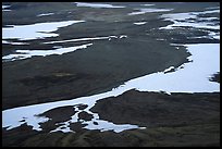 Patterns of melting snow, Valley of Ten Thousand smokes. Katmai National Park, Alaska, USA.