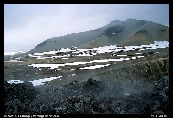 Baked mountain seen from Novarupta. Katmai National Park (color)