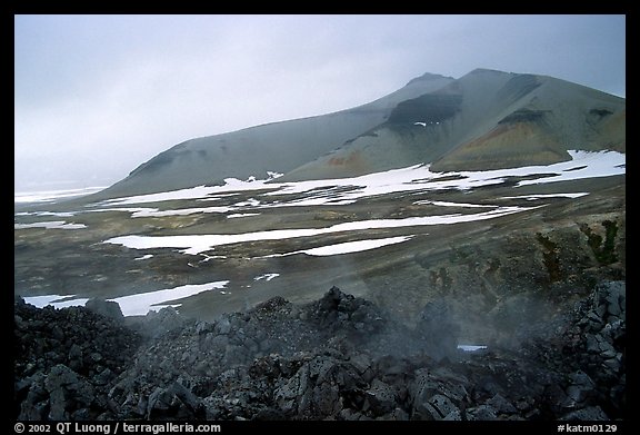 Baked mountain seen from Novarupta. Katmai National Park, Alaska, USA.