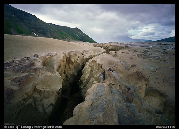 Gorge carved by Lethe River ash floor of Valley of Ten Thousand smokes. Katmai National Park, Alaska, USA.