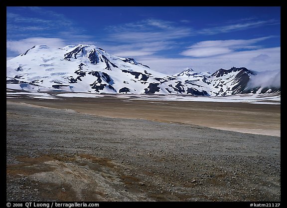 Mt Meigeck raises above the floor of the Valley of Ten Thousand Smokes. Katmai National Park, Alaska, USA.