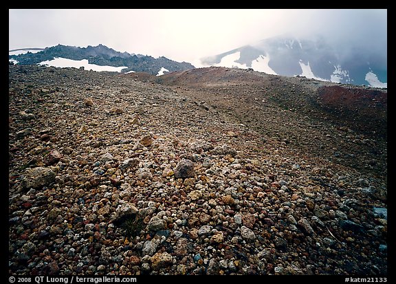 Pumice below Novarupta volcano, Valley of Ten Thousand smokes. Katmai National Park, Alaska, USA.