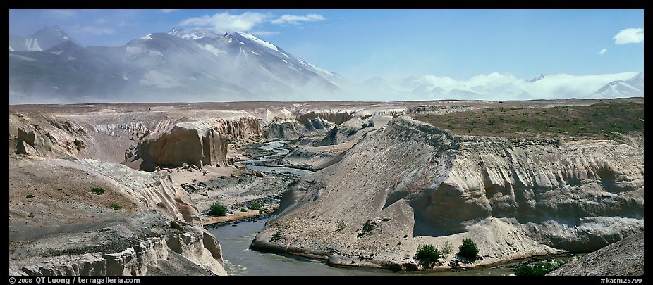 Gorge cut in volcanic ash plain, Valley of Ten Thousand Smokes. Katmai National Park (color)