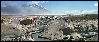 Gorge cut in volcanic ash plain, Valley of Ten Thousand Smokes. Katmai National Park (Panoramic color)