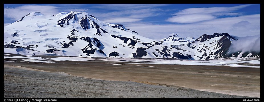 Mt Meigeck rising above floor of the Valley of Ten Thousand Smoke. Katmai National Park (color)