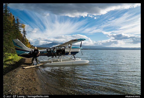 Unloading floatplane, Lake Brooks. Katmai National Park (color)