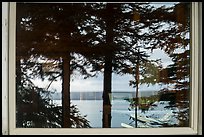 Naknek Lake, Brooks Camp Visitor Center Window Reflexion. Katmai National Park ( color)