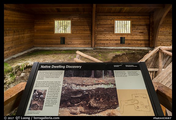 Native dwelling interpretive sign. Katmai National Park, Alaska, USA.