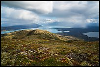 Tundra above lakes and distant rain showers. Katmai National Park ( color)