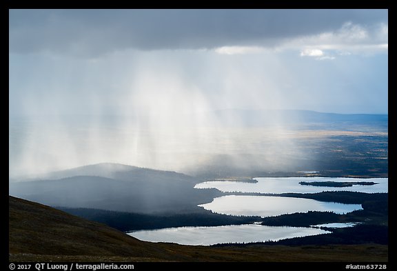 Rain showers above lakes. Katmai National Park (color)