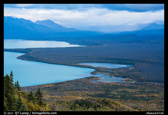 Brooks Camp and Naknek Lake from above. Katmai National Park (color)