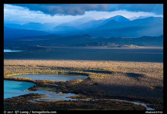 Brooks River and mountains, evening. Katmai National Park (color)