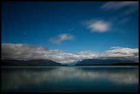 Moonlit Naknek Lake at night. Katmai National Park, Alaska, USA.