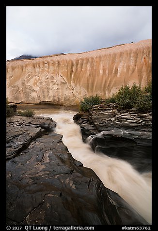 Ukak River and flutted ash cliffs, Valley of Ten Thousand Smokes. Katmai National Park (color)