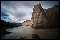 Ash cliffs carved by Ukak River, Valley of Ten Thousand Smokes. Katmai National Park ( color)