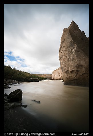 Cliffs of ash rock and Ukak River, Valley of Ten Thousand Smokes. Katmai National Park (color)