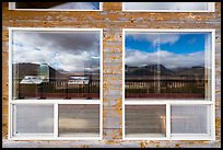 Valley of Ten Thousand Smokes Three Forks Overlook shelter window reflexion. Katmai National Park ( color)