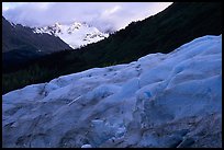 Alaskan Glacier seen from the side, and peaks. Kenai Fjords National Park, Alaska, USA.