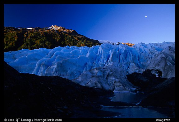 Front of Exit Glacier, sunrise. Kenai Fjords  National Park, Alaska, USA.