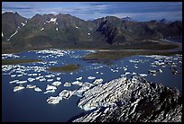 Aerial view of Bear Glacier and lagoon. Kenai Fjords National Park, Alaska, USA.