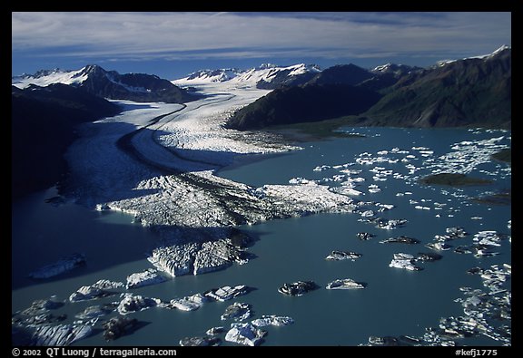 Aerial view of the front of Bear Glacier. Kenai Fjords National Park (color)