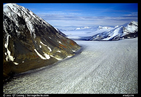 Aerial view of large Alaskan glacier. Kenai Fjords National Park, Alaska, USA.