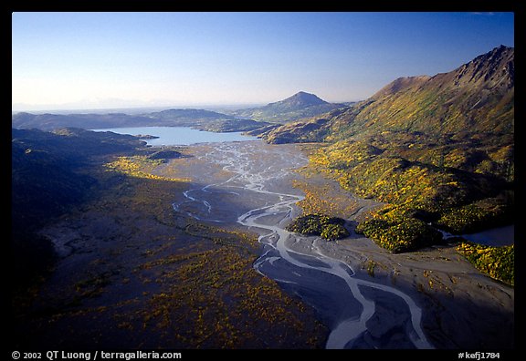 Aerial view of river. Kenai Fjords National Park (color)