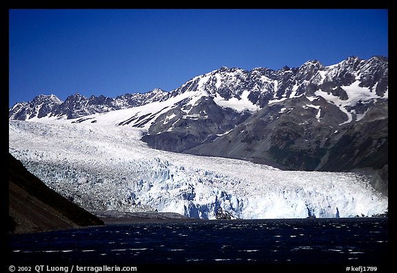 Tidewater glacier and mountains. Kenai Fjords National Park, Alaska, USA.