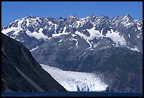 Aialik Glacier, fjord,  and steep mountains. Kenai Fjords National Park, Alaska, USA. (color)