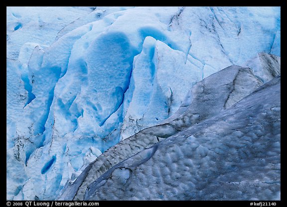 Grey and blue ice detail at the terminus of Exit Glacier. Kenai Fjords National Park (color)