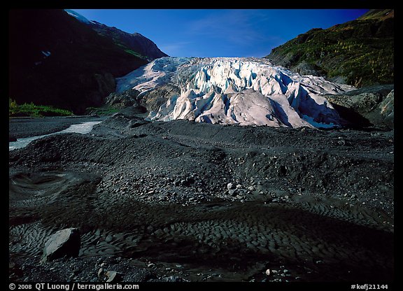 Dark glacial plain floor and Exit Glacier. Kenai Fjords  National Park (color)