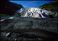 Dark glacial plain floor and Exit Glacier. Kenai Fjords  National Park ( color)