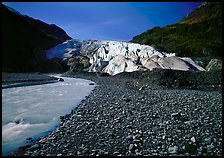 Exit Glacier front and glacial stream. Kenai Fjords National Park, Alaska, USA. (color)