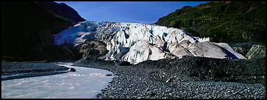 Glacial stream and Exit Glacier, 2000. Kenai Fjords National Park (Panoramic color)
