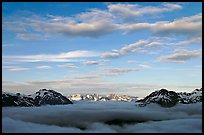 Sea of clouds and Resurection Mountains. Kenai Fjords National Park, Alaska, USA. (color)