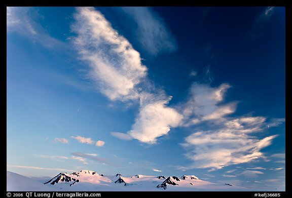 Nunataks and clouds at sunset. Kenai Fjords National Park (color)