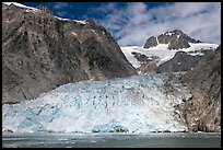 Northwestern tidewater glacier and steep cliffs, Northwestern Fjord. Kenai Fjords National Park, Alaska, USA. (color)