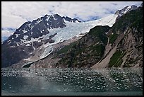 South side of fjord and icebergs, Northwestern Fjord. Kenai Fjords National Park, Alaska, USA.