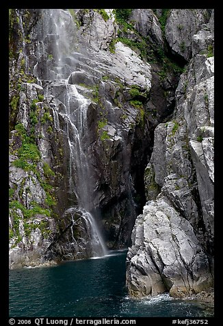 Waterfall, Cataract Cove, Northwestern Fjord. Kenai Fjords National Park, Alaska, USA.