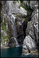 Waterfall, Cataract Cove, Northwestern Fjord. Kenai Fjords National Park, Alaska, USA. (color)