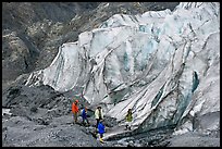 Family hiking on moraine at the base of Exit Glacier. Kenai Fjords National Park ( color)