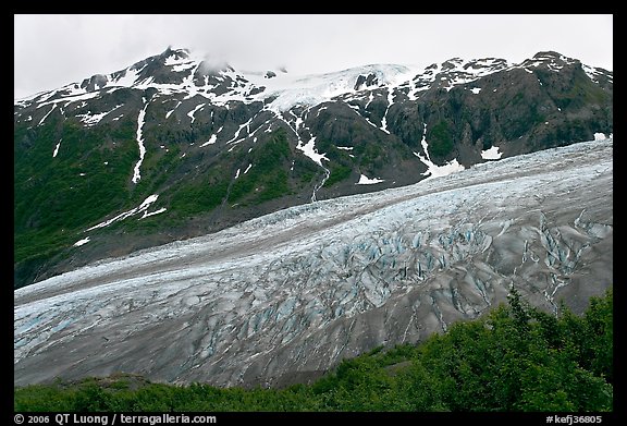 Exit glacier flowing down mountainside. Kenai Fjords National Park (color)